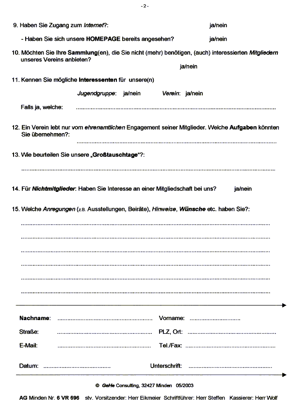 BMSV Minden: Fragebogen (Blatt 2)