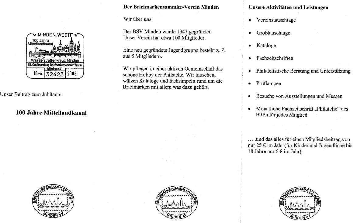 BMSV Minden:  Vereins-FLYER aus APRIL 2005