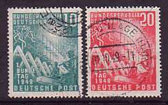 1. Briefmarken der Bundesrepublik DEUTSCHLAND vom 07. September 1949: ERFFNUNG des ersten Deutschen Bundestages in BONN;  Michel-Nr. 111 + 112