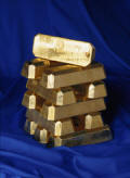 Goldbarren im Stapel