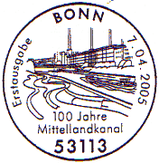100 Jahre Mittellandkanal - Ersttagsstempel 07.04.2005 BONN