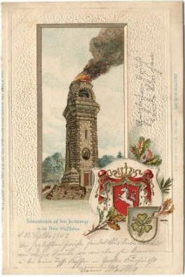 Alte Ansichtskarte (geprägt): Porta Westfalica - Kaiser Wilhelm Denkmal